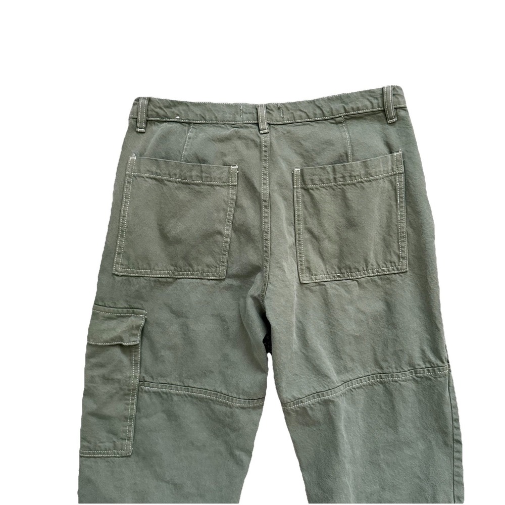Mango Green Cargo Pants Womens 12 Utility Casual Retro Skater Y2K Cotton Denim - Picture 3 of 8